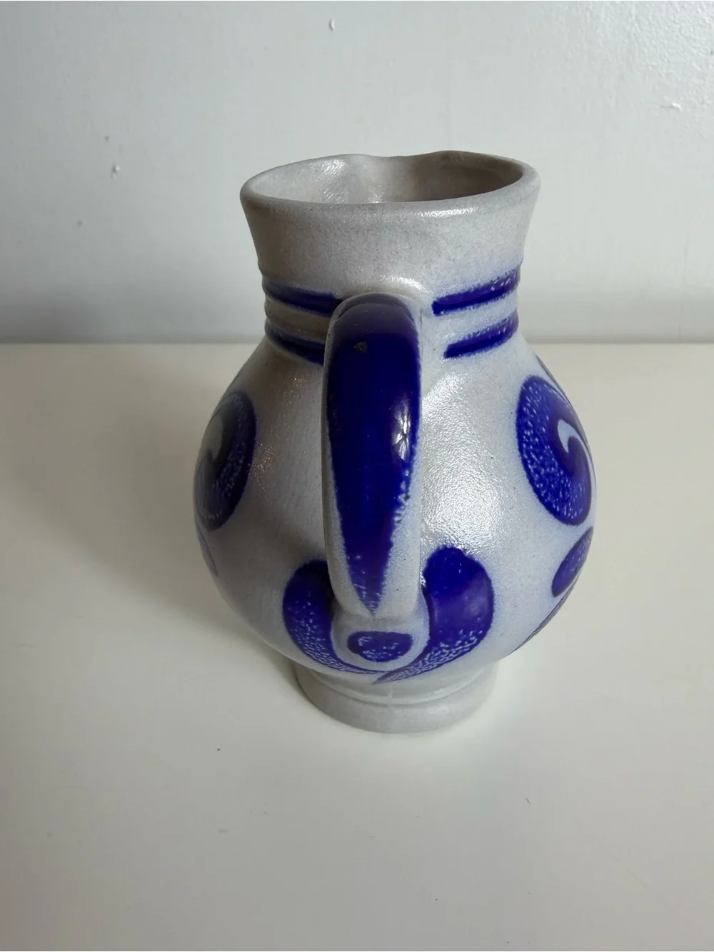 Frankfurter Possmann Apfelwein German‎ Pottery Pitcher Blue Gray Collectible